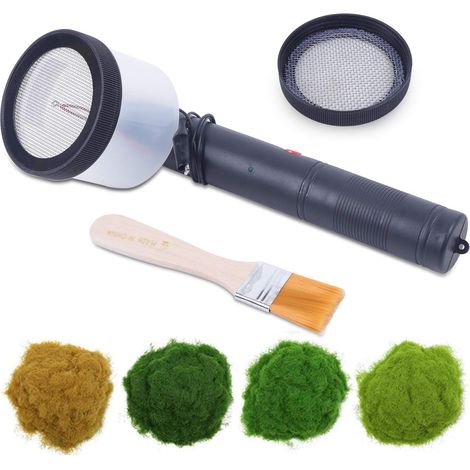 Mini Grass Beflockung Applikator Elektrostatisches Begrasungsgerät für die Beflockung Landschaften Garten mit 20 g statisches Gras+2 Sieb+Klebebürste