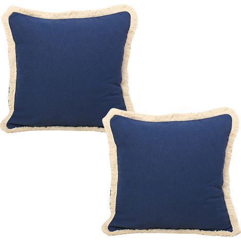 Lot de 2 housses de coussin en lin uni, adaptées pour canapé, chambre et vélo (1/5)