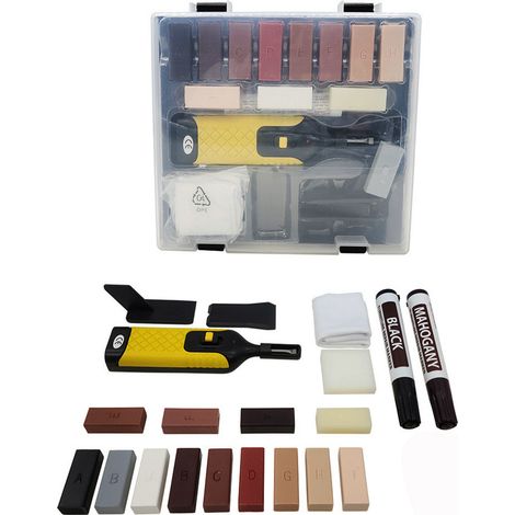 Kit cera per legno – Blocchi e matite per riparare graffi e scheggiature – Per parquet, laminati e superfici in legno – Uso domestico pratico
