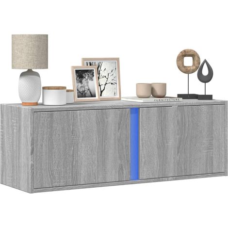 TV-Wandschrank mit LED-Beleuchtung Grau Sonoma 100x31x35 cm