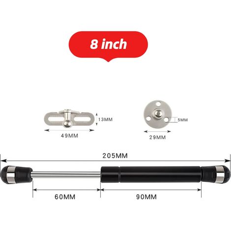 (4 vérins à gaz noirs de 20 cm - 100 N) : vérins de levage, amortisseurs, charnières à fermeture douce, supports de porte de meuble ou de coffre de rangement. (1/5)
