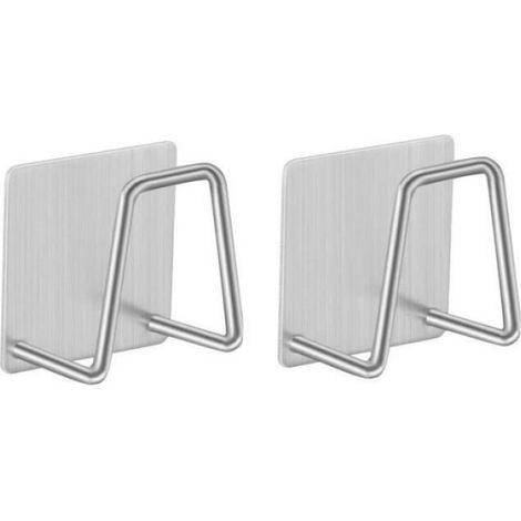 Égouttoir auto-adhésif - Cuisine - Acier inoxydable 304 - Support pour éponges - 2 pièces - Gris