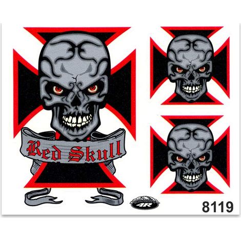 Adesivi Sticker Teschio Red Skull, 14 X 16 Cm (1/4)