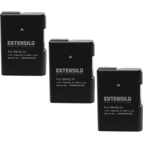 EXTENSILO 3x Akku kompatibel mit Nikon D5500, D3300, D5100, D5200, D5300, D3100, D3200, D5600 Kamera (1100 mAh, 7,4 V, Li-Ion), Infochip (1/3)