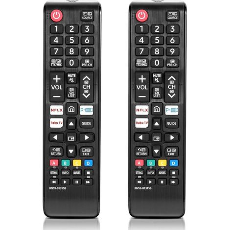 Lot de 2 télécommandes universelles pour Smart TV, Crystal UHD, Neo QLED, The Frame et téléviseurs 4K/8K - Remplacement pour télécommande Smart TV originale BN59-01315B, boutons de raccourci