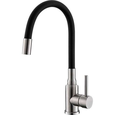 Alveus Mintas - Spültischarmatur mit flexiblem Arm, Edelstahl gebürstet/schwarz 1144432