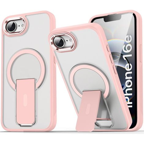 Funda para iPhone 17e / 16e, con soporte, acabado mate, compatible con MagSafe, color rosa. (1/4)