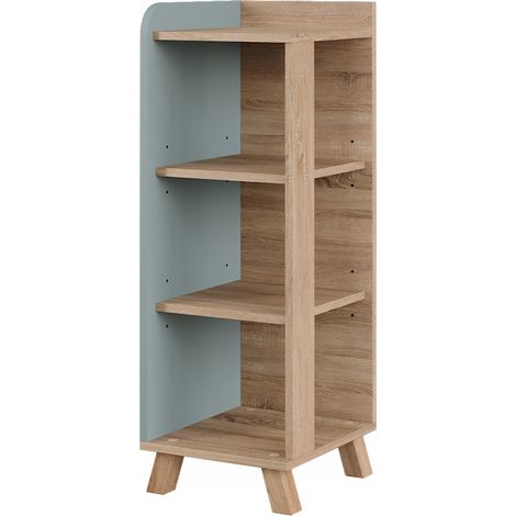 Armoire Midischrank Karen, Sonoma/Bleu, 30x90cm avec 4 étagères, Vicco (1/5)