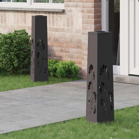 Solar LED Weg Licht 2 pcs Schwarz Kalt gewalzter Stahl