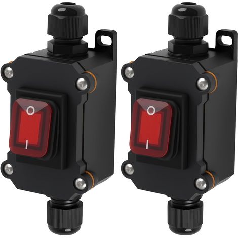2 Pièces Interrupteur Étanche à Cordon avec Voyant Rouge, 220V 30A, Interrupteurs Marche Arrêt à Basculer DPST pour Applications Intérieures et Interrupteur Extérieur Étanche (1/5)