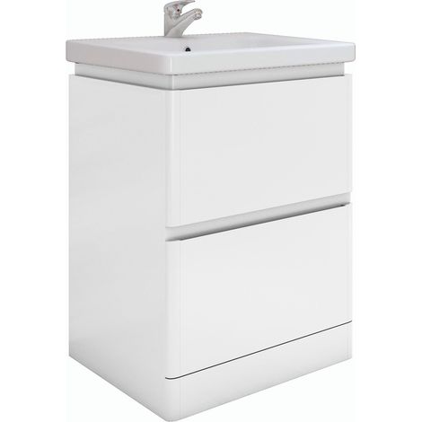 RAK Resort 650mm Matt White Floor Standing Vanity Unit - RAKRSTFSU65600