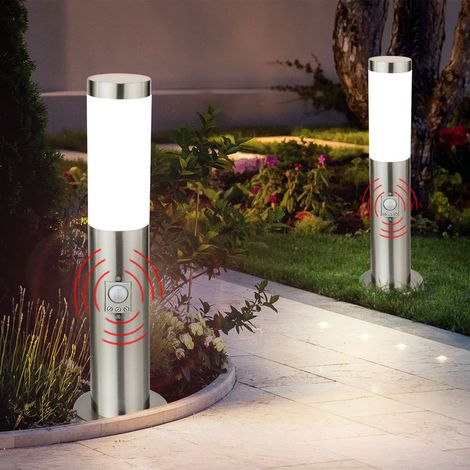 2er Set LED 9,5 Watt Außen Leuchte Steh Beleuchtung Bewegungsmelder Lampe IP44