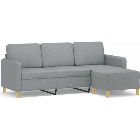 Canapé  Sofa à 3 places avec repose-pieds Gris clair 180 cm Tissu
