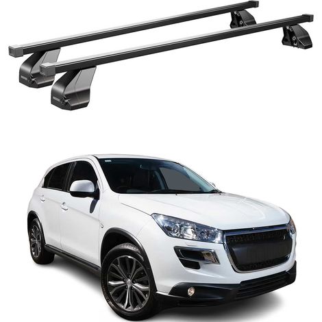 OMAC Dachträger Querträger Stahl für Peugeot 4008 2012-2017 – Abschließbar – City-Crash-getestet – DIN 75302:2019 – ISO/PAS 11154:2006 – Max. 75 kg Schwarz (1/5)