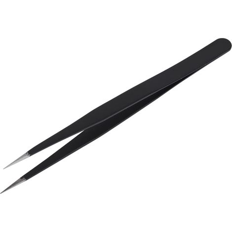 Antistatische Pinzette – ESD-11 – 14 cm – schwarz – gebogen, spitz – für Wimpernverlängerungen / Nageldesign / Elektronik – Walfront