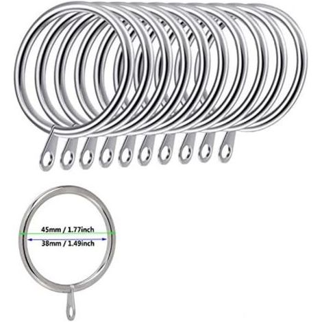 Packung mit 50 Metall-Gardinenringen für Gardinen und Gardinenstangen, 38 mm Innendurchmesser, silberfarben (1/4)