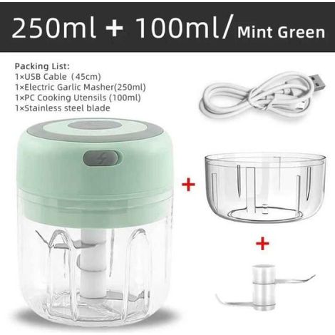 Hachoir à légumes électrique portable USB,hachoir à viande,broyeur,gadgets de cuisine,Mini Gar1995Masher- Green Set[F]