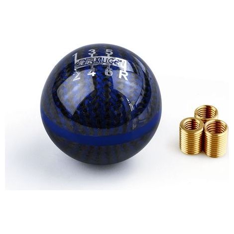 Pommeau de levier de vitesse MUGEN en fibre de carbone - Boîte manuelle 5/6 vitesses - Fibre de carbone, Cadeau d'affaires - 6 vitesses bicolore noir et bleu (1/4)