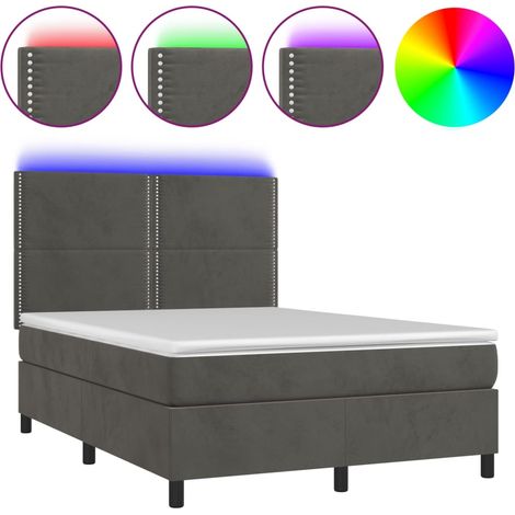 Maison Exclusive - Sommier à lattes de lit matelas et LED Gris foncé 140x190 cm (1/5)