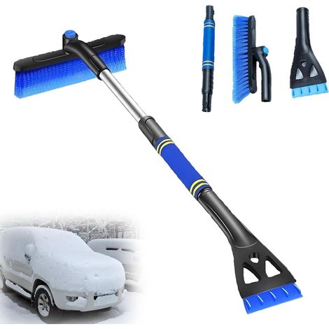 3-in-1 Autoschneebürste, blau, 64 cm, mit isoliertem, rutschfestem Griff (1/5)