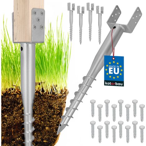 KOTARBAU® Base di ancoraggio a U in acciaio per pali di recinzione e gazebo, 122 x 720 mm, set da 4