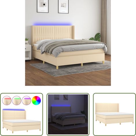 Matratze -  Boxspringbett mit Matratze & LED Creme 180x200 cm Stoff (1/5)