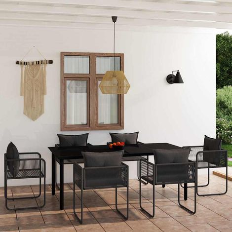 vidaXL Juego de comedor para jardín 7 piezas negro (1/5)