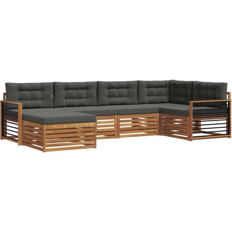 Conjunto de sofás de exterior 6 uds. Natural y Antracita vidaXL (1/5)