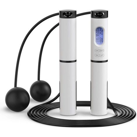 Corde à sauter lestée poignée noire avec compteur intelligent pour fitness (1/5)