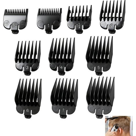 10 x Hair Clipper Combs, 1.5-25 mm, Precision Trimmer Tips Various Sizes, Hair Styling Accessories, Home Use, Compatible with Other Clippers (1/5)