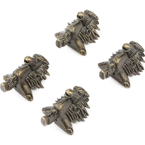 Lot de 4 protections décoratives pour les coins de coffres à bijoux en bois en forme de cheval antique
