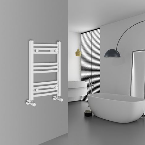 WarmeHaus Curved White Bathroom Ladder Radiator 600x400mm (1/5)