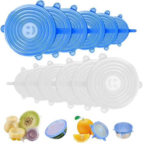 12 Pièces Couvercle Silicone Extensible Ronds Couvercles en Silicone (1/5)