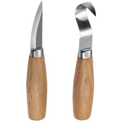 2 Pièces Couteau à Crochet de Sculpture Bois, XU, Outils Découper Cuillère pour Sculpteurs Cuillères Qualité et Débutants, Droitier - (1/4)