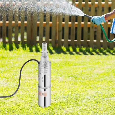 Pompe à Puits 200W 24 V Pompe Solaire en Acier Inoxydable Pompe Submersible pour Puits Profond Hauteur de Débit: 30 m 1,5 m³/h Câble de 17m (1/5)