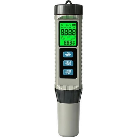 Testeur d'Eau 8-en-1TDS/EC/pH/Temp/ORP/Cl/Salinité, Précision -