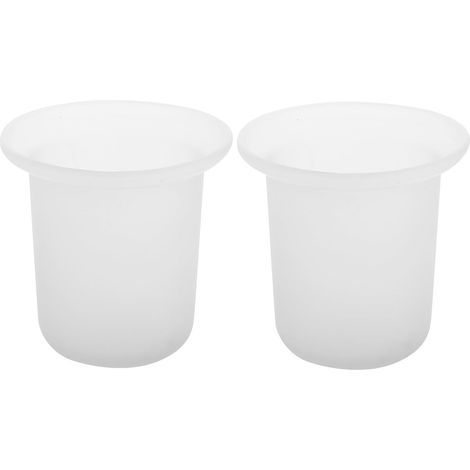 Lot de 2 porte-brosses de toilettes en verre givré antidérapant avec gobelet moderne minimaliste et rapide à nettoyer pour salle de bain Isole la saleté pour un rangement hygiénique (1/5)