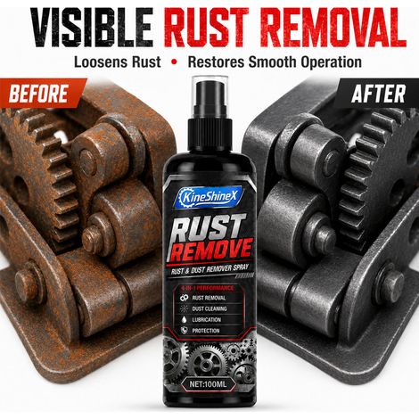 KineShineX Multifunktions-Metallpflegespray entfernt Rost, Staub und Flecken, schmiert und bietet Korrosionsschutz. (1/4)