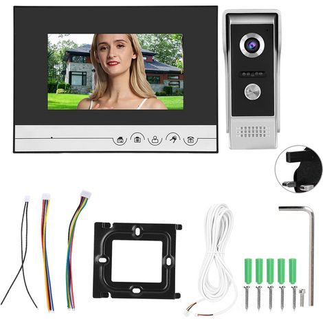 Système d'interphone vidéo avec écran TFT 7 pouces, caméra d'accès intelligente pour porte, prise UK 110-240V (1/5)