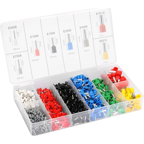 Klemmenblock-Set in einer Schachtel mit 1200 Stück, kaltgepresstes Rohrklemmenblock-Set, kompatibel mit der Crimpzange E12930.