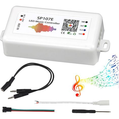 Contrôleur LED Bluetooth - 1 Pièce - Compatible DC 5V-24V - 180 Modes et Micro Intégré - Pour Bandes WS2811/WS2812B - Contrôle via Application Mobile (1/5)