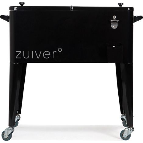 Meuble-bar réfrigérant 91x39x84,5 cm noir – Glacière en polypropylène – Capacité 70 litres – Ouvre-bouteille et bouchon de vidange – Zuiver (1/5)