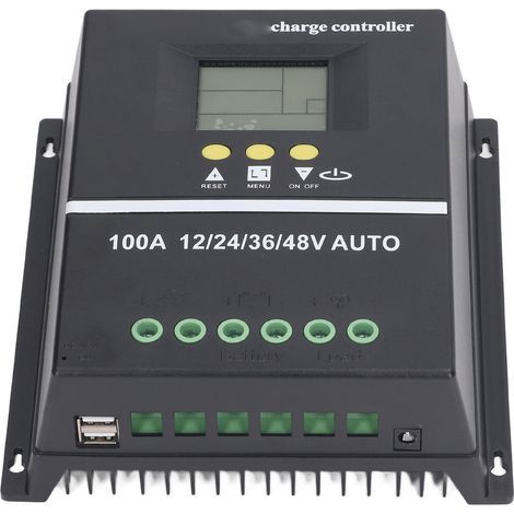 HEEPDD Contrôleur Solaire MPPT Efficient Port USB 100A Regulateur pour Panneau Solaire 12V 24V 36V 48V, écran LCD rétro-éclairé pour le Panneau 12V 24V 36V 48V, écran LCD rétro-éclairé pour (1/5)