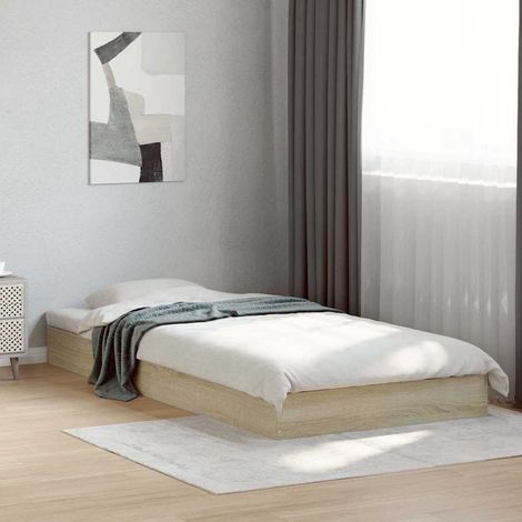 Estructura de cama sin colchón madera roble 75x190 cm