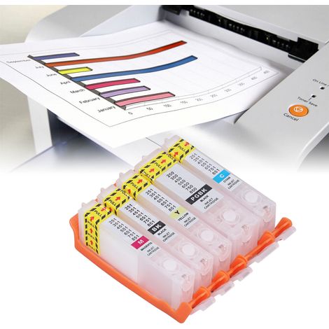 Cartouches d'encre rechargeables 5 couleurs avec puces permanentes, 550-551 (1/5)