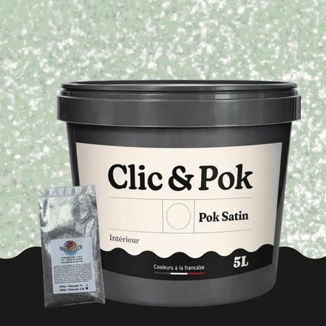 Peinture Effet Pailleté pour Murs & Plafonds - POK PAILLETTE - 5L - Vert Bord de Mer (1/4)