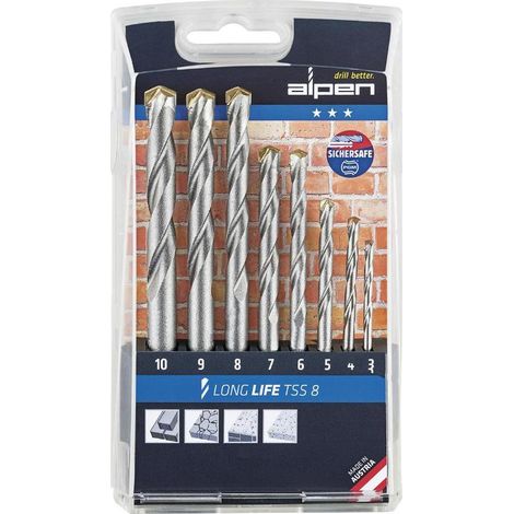 ALPEN estuche brocas alpen widia long life 8 piezas , Estuche Brocas Alpen Widia Long Life 8 Piezas.- Brocas de metal duro con aleación de Widia (Carburo de Tungsteno), aport