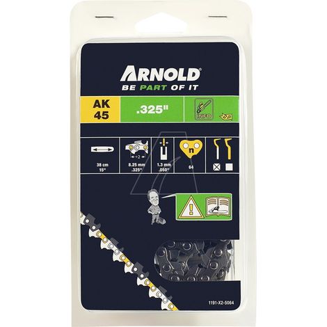 ARNOLD Chaîne de tronçonneuse 325"/1,3 mm - 64 maillons d’entraineurs - gouges demi-rondes