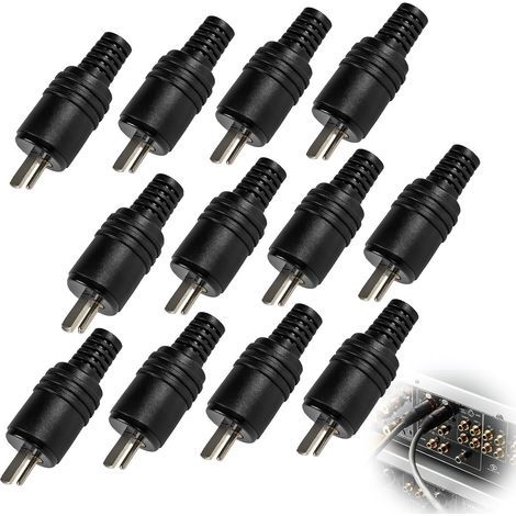 12 Fiches Haut-Parleur DIN 2 Broches, Connecteur Audio Sans Soudure, Bornes à Vis, Pour Amplificateur Et Enceintes (1/5)