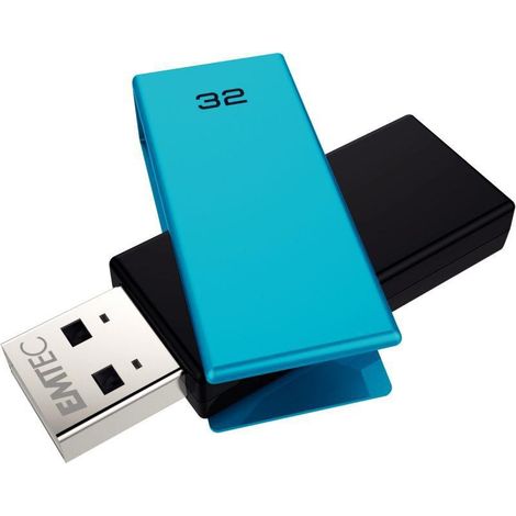 EMTEC C350 Brick 2.0 - 32 Go - USB Type-A - 2.0 - 15 Mo/s - Pivotant - Noir - Bleu (ECMMD32GC352) (1/5)